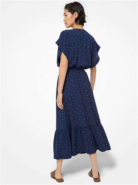 michael kors grommeted crepe midi dress